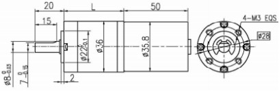 9V-16V 36 mm OD moteur à 4 pôles