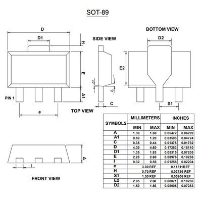 SOT-89 D882 NPN Transistors électroniques en plastique encapsulant la dissipation de puissance