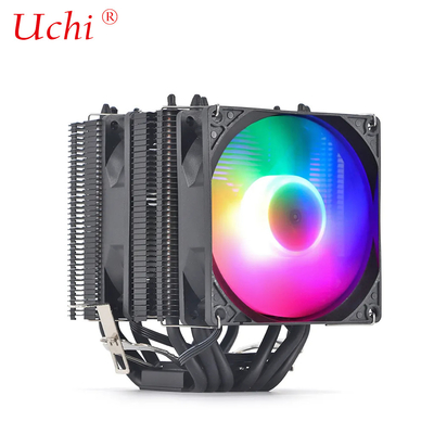 Ventilateur de radiateur noir éclairé tuyau de chauffage en cuivre refroidisseur de processeur universel pour Intel I3 I5 I7 I9 Lga 1151 1366 1700 2011 2066 AMD AM4 AM5