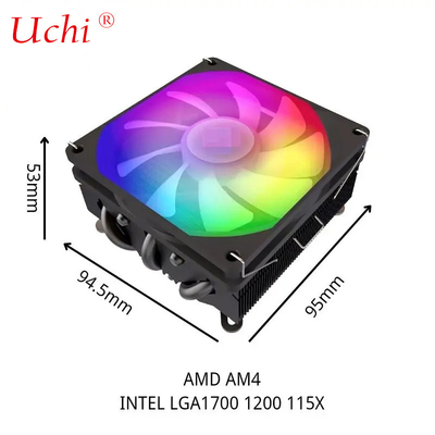 Radiateur de chauffage I3 I5 I7 I9 Lga775 1150 1151 1155 1156 1700 1366 2011 AMD AM4 AM5 Fénateur de refroidissement de processeur horizontal universel Noir