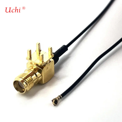 S-MA Jack féminin d'extension de l'angle droit du montage de PCB coaxial vers le connecteur UFL UFL 1.13 câble pigtail