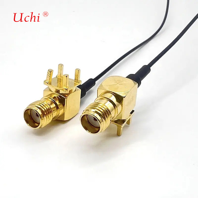 S-MA Jack féminin d'extension de l'angle droit du montage de PCB coaxial vers le connecteur UFL UFL 1.13 câble pigtail