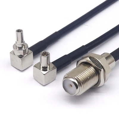 CRC9JW/FK fil de connexion coaxial à haute fréquence RG174 CRC9 mâle courbé F femelle 15 cm tout fil RF en cuivre