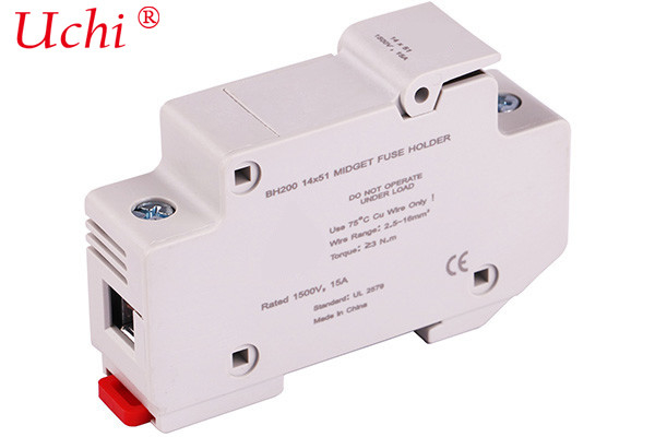 Support de blocs du fusible AF74 d'IEC60269 GB13539 10KA BH200 14x51mm 15 ampères de C.C de 1500V