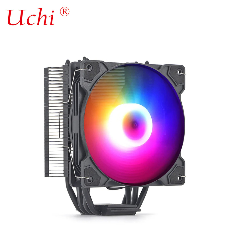 Ventilateur de radiateur noir éclairé tuyau de chauffage en cuivre refroidisseur de processeur universel pour Intel I3 I5 I7 I9 Lga 1151 1366 1700 2011 2066 AMD AM4 AM5