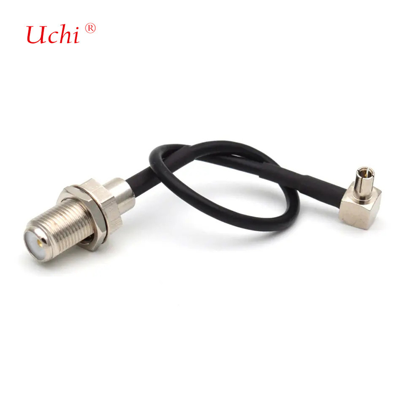CRC9JW/FK fil de connexion coaxial à haute fréquence RG174 CRC9 mâle courbé F femelle 15 cm tout fil RF en cuivre