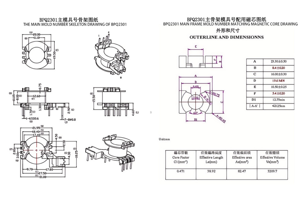 BPQ2301 PQ23 Transformateur de puissance moyenne pour distribution