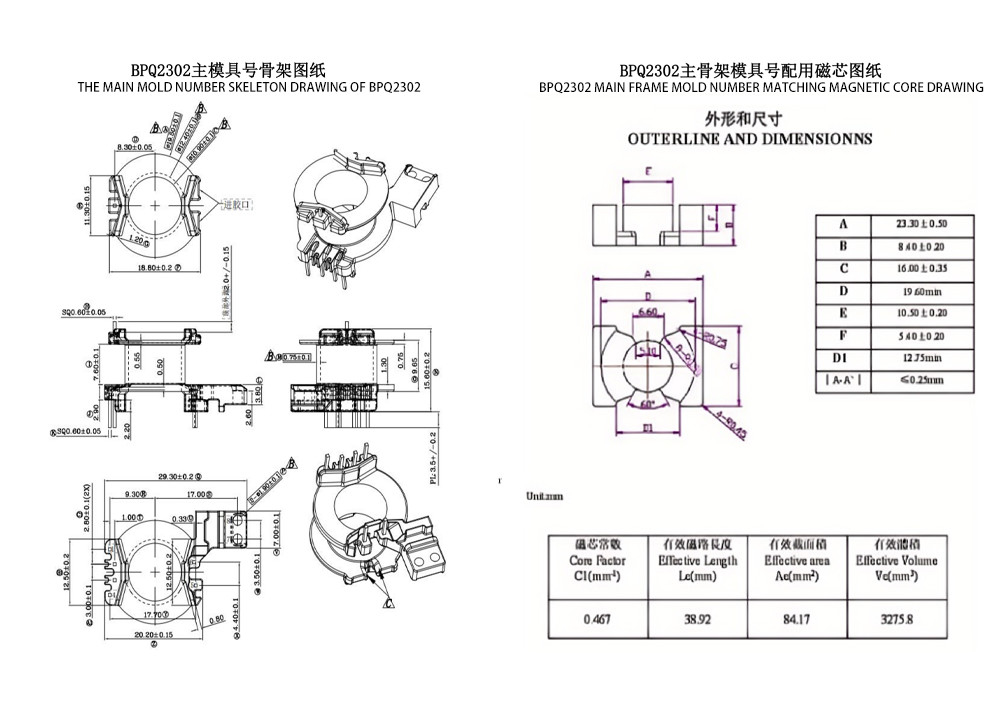 BPQ2302 PQ23 Vertical 4 2 2 PIN Transformateur d'alimentation principal Clé de distribution d'alimentation